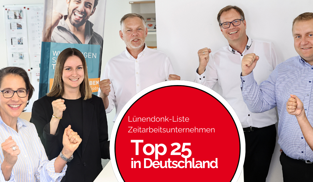 5 Personen aus dem Team von Synergie freuen sich über die Auszeichnung